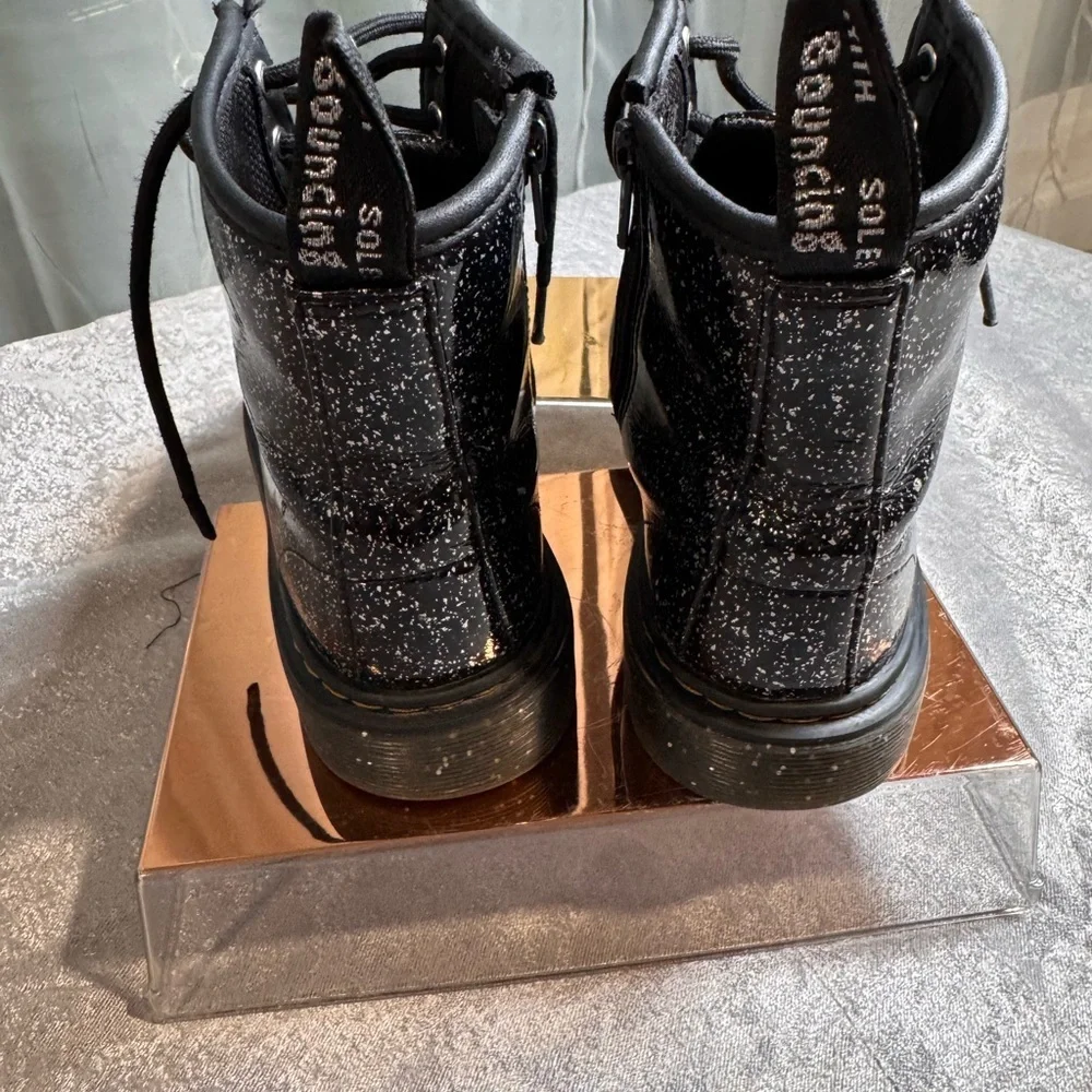Dr. Martens Black Glitter Lace-Up Boots Size 3